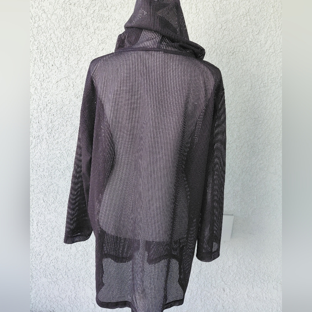 Westbound beach mesh polyester black vacation coverup full zip Size XL - Picture 4 of 6